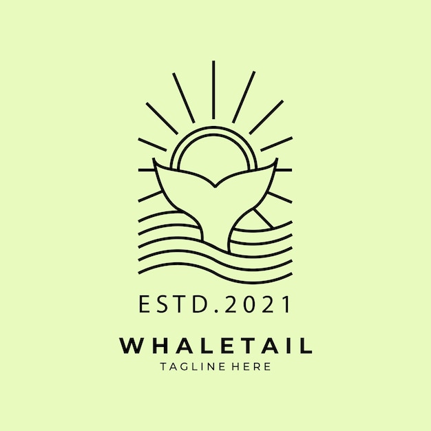 Whale Tail Logo line art Vector illustration Design