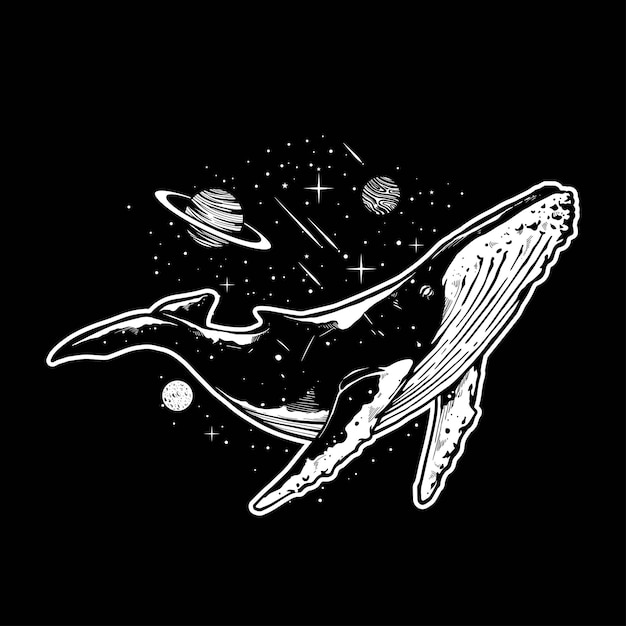 whale with galaxy background