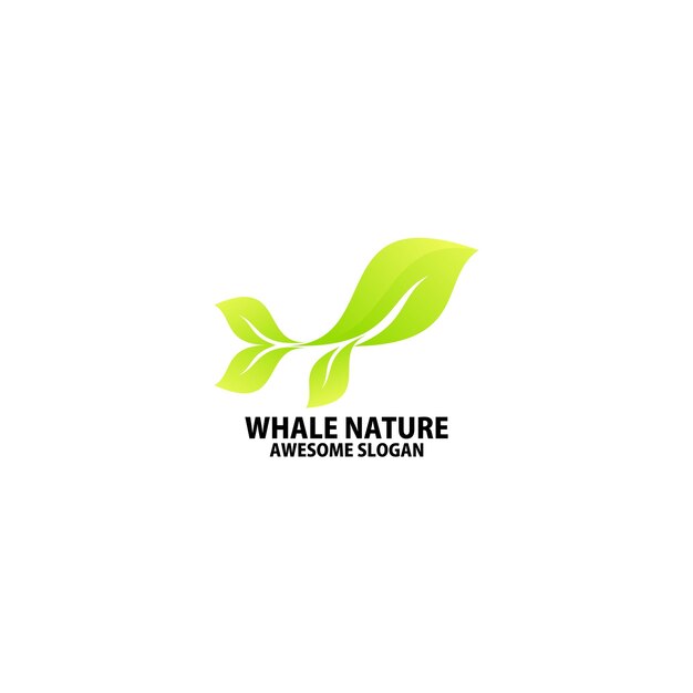 Whale with leaf logo design gradient color