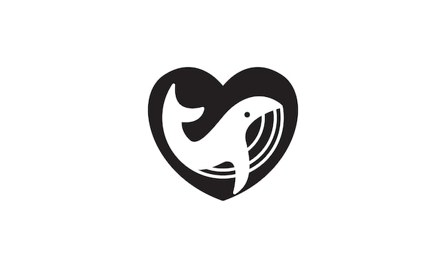 Whale with love shape  logo vector symbol icon design illustration