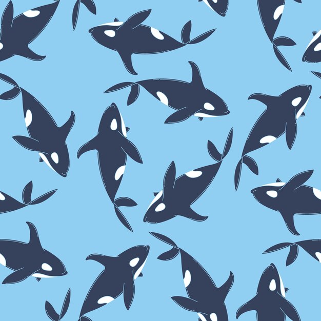 Vector whales seamless pattern