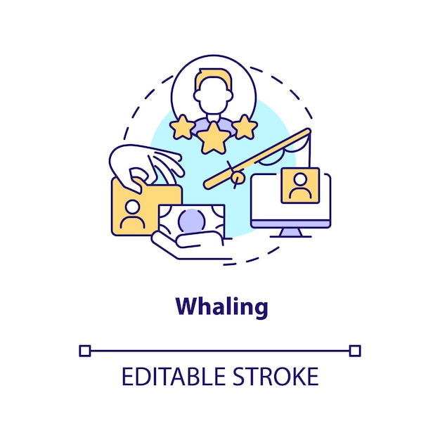 Whaling phishing attack concept icon