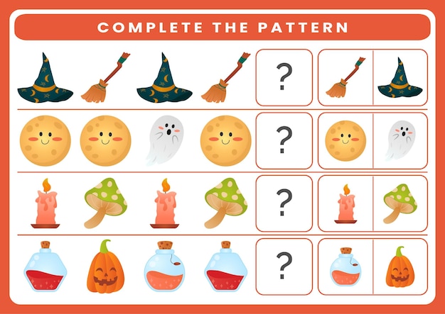 What comes next worksheet for kids theme halloween