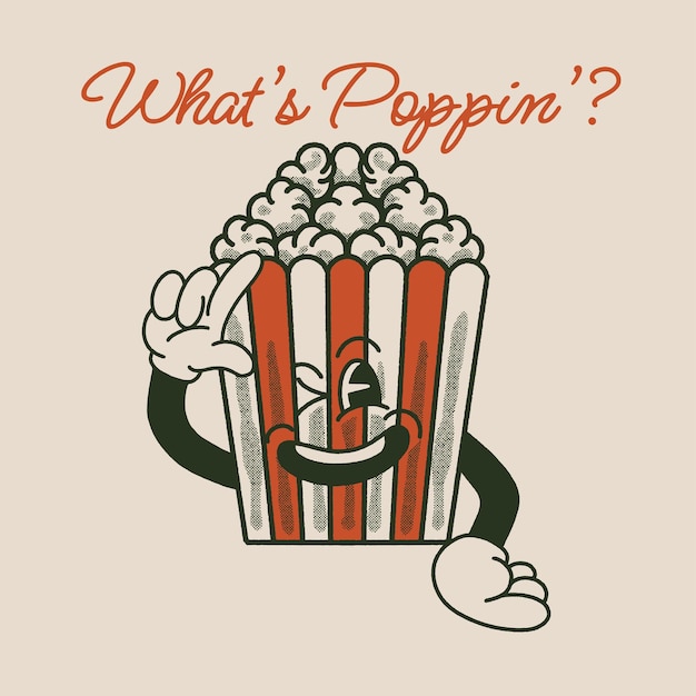 What39s poppin with popcorn groovy character design