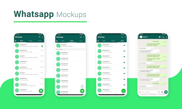 Vector whatsapp chatting massage sharing app ui mockup