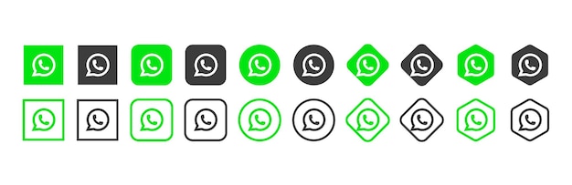 Vector whatsapp logo icoon in verschillende vormen social media icoon