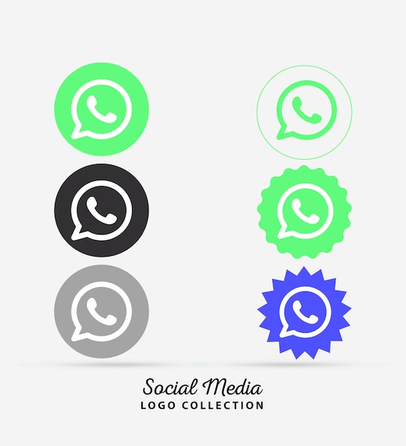 Vector whatsapp logo icoon realistisch social media logotype whatsapp verschillende knoppen op witte achtergrond