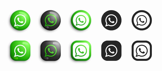 Whatsapp 3d moderno e set di icone piatte