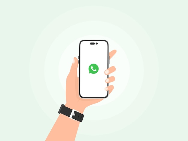 Vector whatsapp op scherm mobiele telefoon interactie illustratie