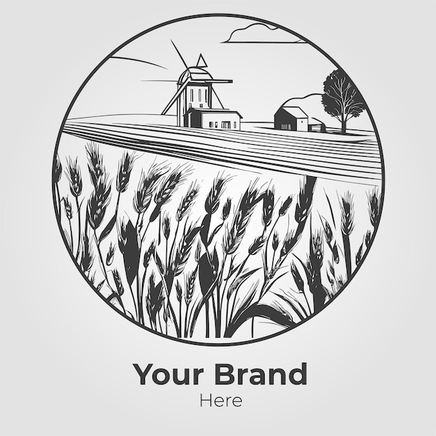 Vector wheat agriculture company branding for professional design
