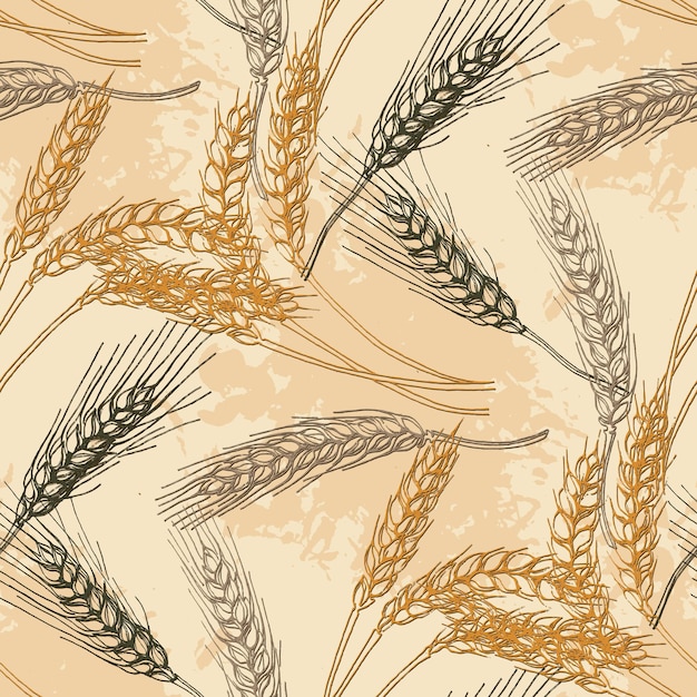 Premium Vector Wheat Agriculture Seamless Pattern