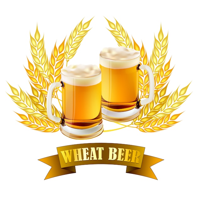 Wheat beer illustration for brewery products.