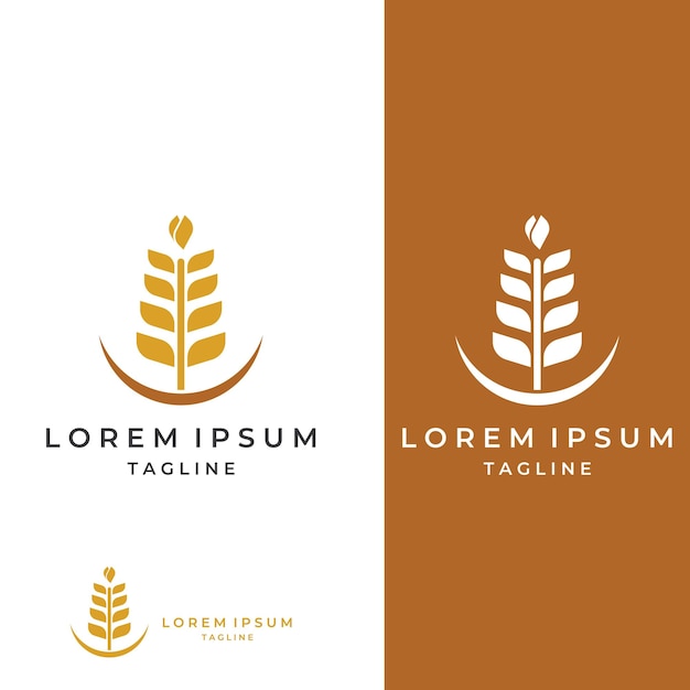 Wheat or cereal logo wheat field and wheat farm logowith easy and simple editing illustrations