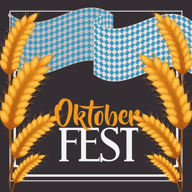 Вектор Пшеничная рамка для кормления meu oktoberfest icon