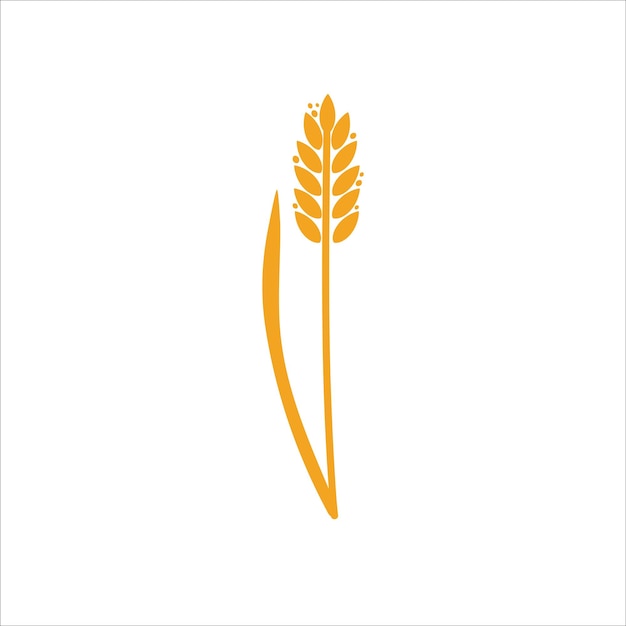 Wheat ears barley or rice yellow silhouette beer or bakery logo isolated elements organic farm elements for label and emblem bread packaging decorative objects ripe spikelets vector illustration