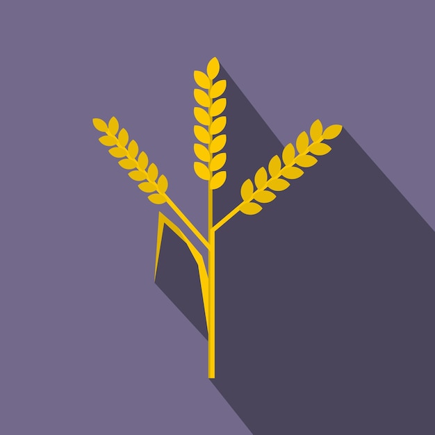 Vector wheat ears icon in flat style on a violet background