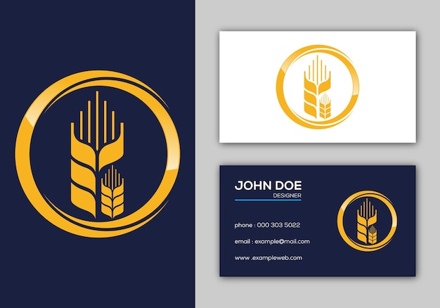 Wheat ears icon and logo for identity style of natural product company and farm company