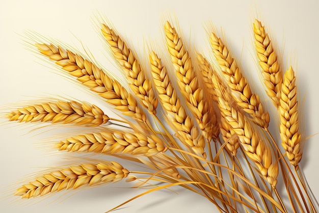 白い背景に分離された小麦の耳