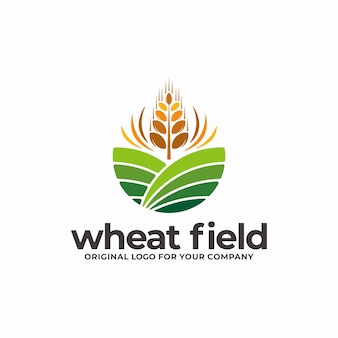 Concetto di design del logo del campo di grano per la tua azienda