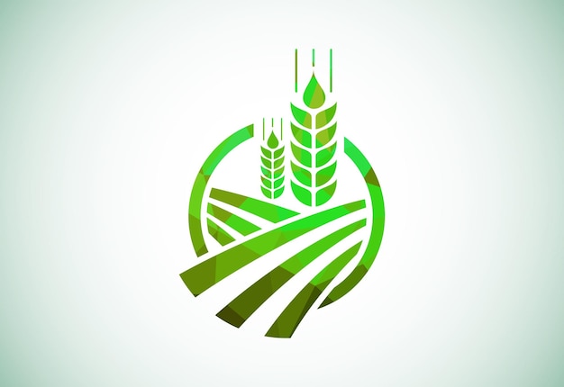 Wheat And Field Low Poly Style Icon and Logo For Identity Style of Natural Product Company and Farm Company