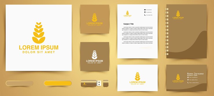 Vector wheat grain agriculture, farm logo and business branding template designs inspiration isolated on white background