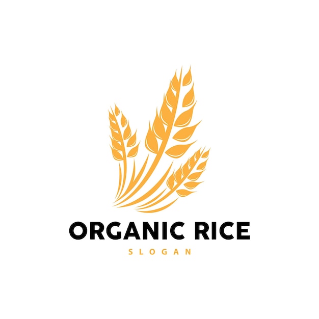 wheat grain rice logo simple design organic vector illustration icon template