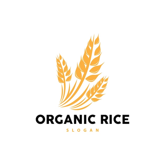 Wheat Grain Rice Logo Simple Design Organic Vector Illustration Icon Template