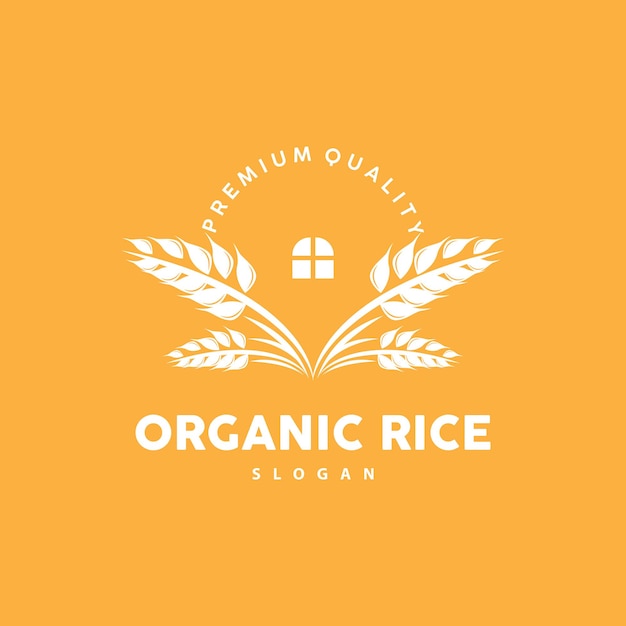 Vector wheat grain rice logo simple design organic vector illustration icon template