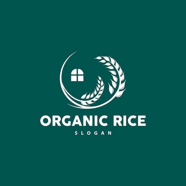 Wheat Grain Rice Logo Simple Design Organic Vector Illustration Icon Template