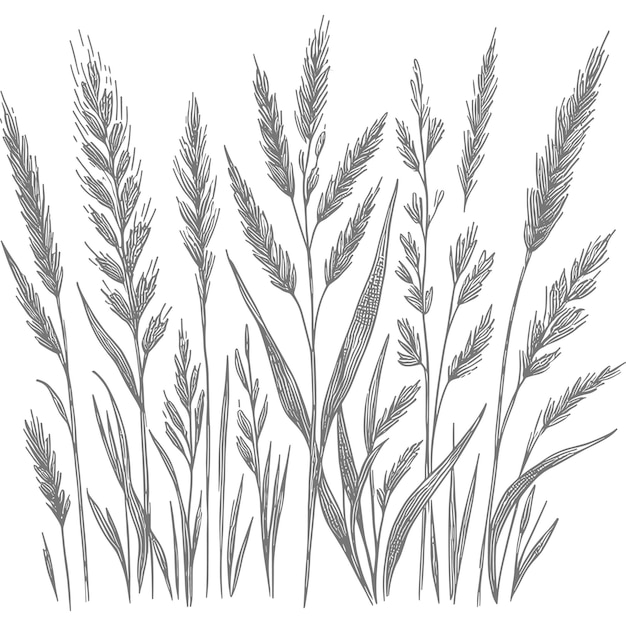 Wheat line art vector illustraties