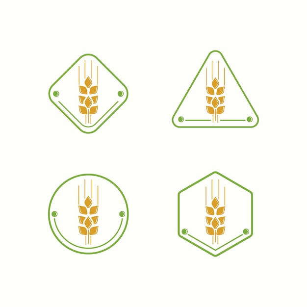 Modello di illustrazione di fattoria logo di grano