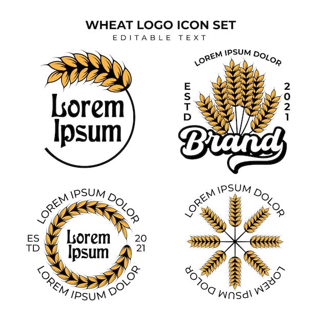 Vector wheat logo illustration with editable text for your business or wheat brand