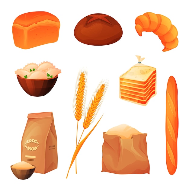 Vector wheat products set