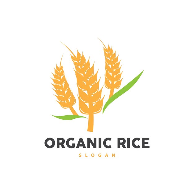 Wheat Rice Logo Agricultural Organic Plant Vector Golden Bread Material Luxury Design Retro Vintage Theme Design