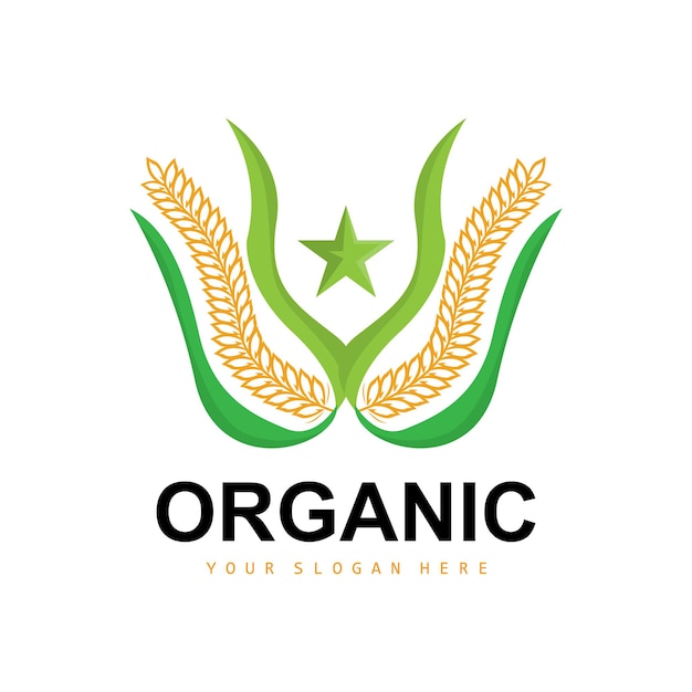 Wheat Rice Logo Agricultural Organic Plants Vector Luxury Design Golden Bakery Ingredients
