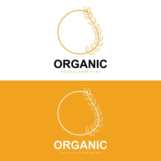 Wheat Rice Logo Agricultural Organic Plants Vector Luxury Design Golden Bakery Ingredients