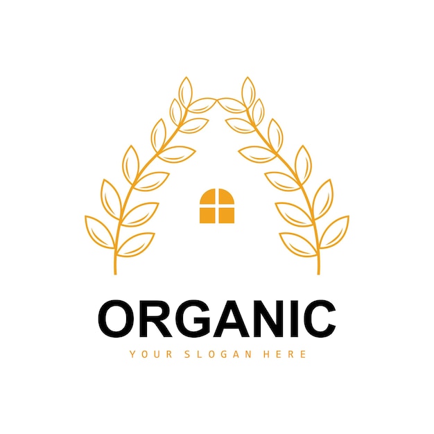 Wheat Rice Logo Agricultural Organic Plants Vector Luxury Design Golden Bakery Ingredients