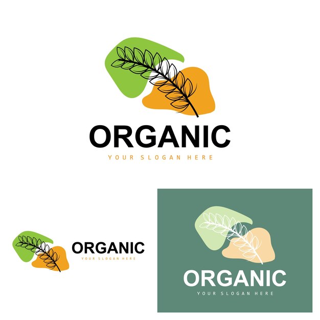 Wheat Rice Logo Agricultural Organic Plants Vector Luxury Design Golden Bakery Ingredients