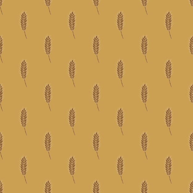 小麦のシームレスなパターン。穀物作物のスケッチ。