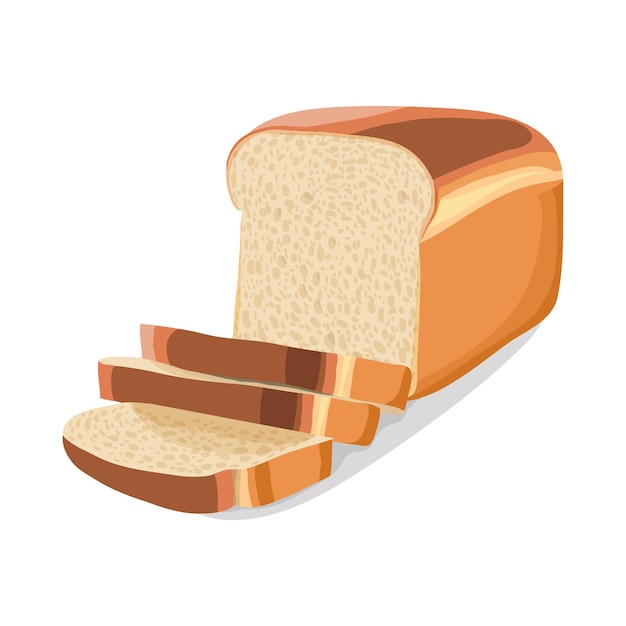 Vector wheat sliced bread icon in cartoon style on a white background