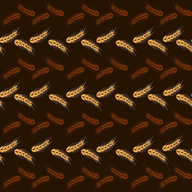 Vector wheat spikelets and grains vector seamless pattern on a brown backgroundvector illustration