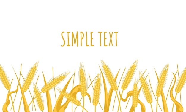 Wheat spikes landscape field banner poster with text place Vector flat cartoon graphic design