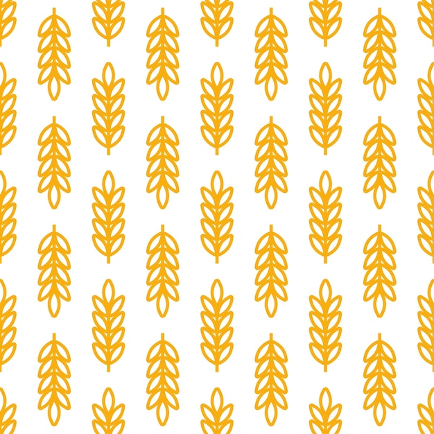 矢量小麦农场无缝模式背景线耳粮食为有机生态商业插图