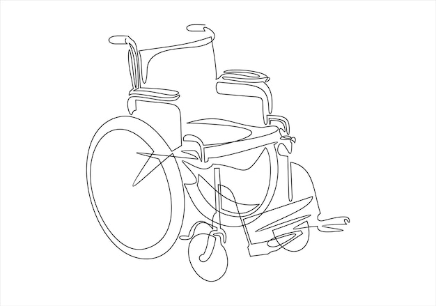 wheel chair continuous line drawing minimalist design