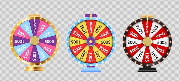 Vector wheel of fortune, lucky icon collection set.  illustration