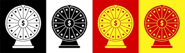中央にドル記号が付いた運命の輪 運のカジノとギャンブル ルーレットを回して運を試してください ミニマルなベクトル