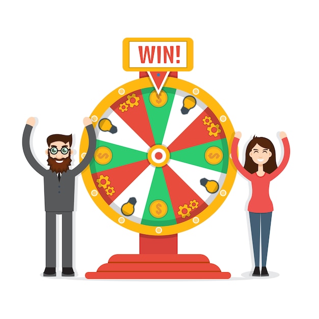 Wheel of fortune with man and woman