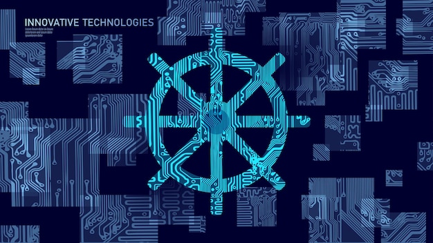 wheel helm computer developer app concept business digital open source program data coding steering