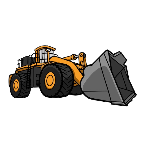 Wheel Loader Vector Illustration for construction and Mining company. Heavy Vehicle equipment.