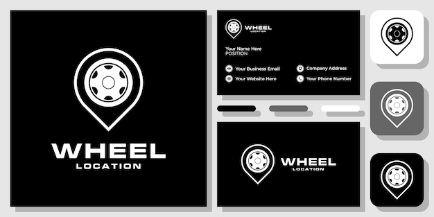 wheel location combination symbol vehicle car motorcycle rim with business card template